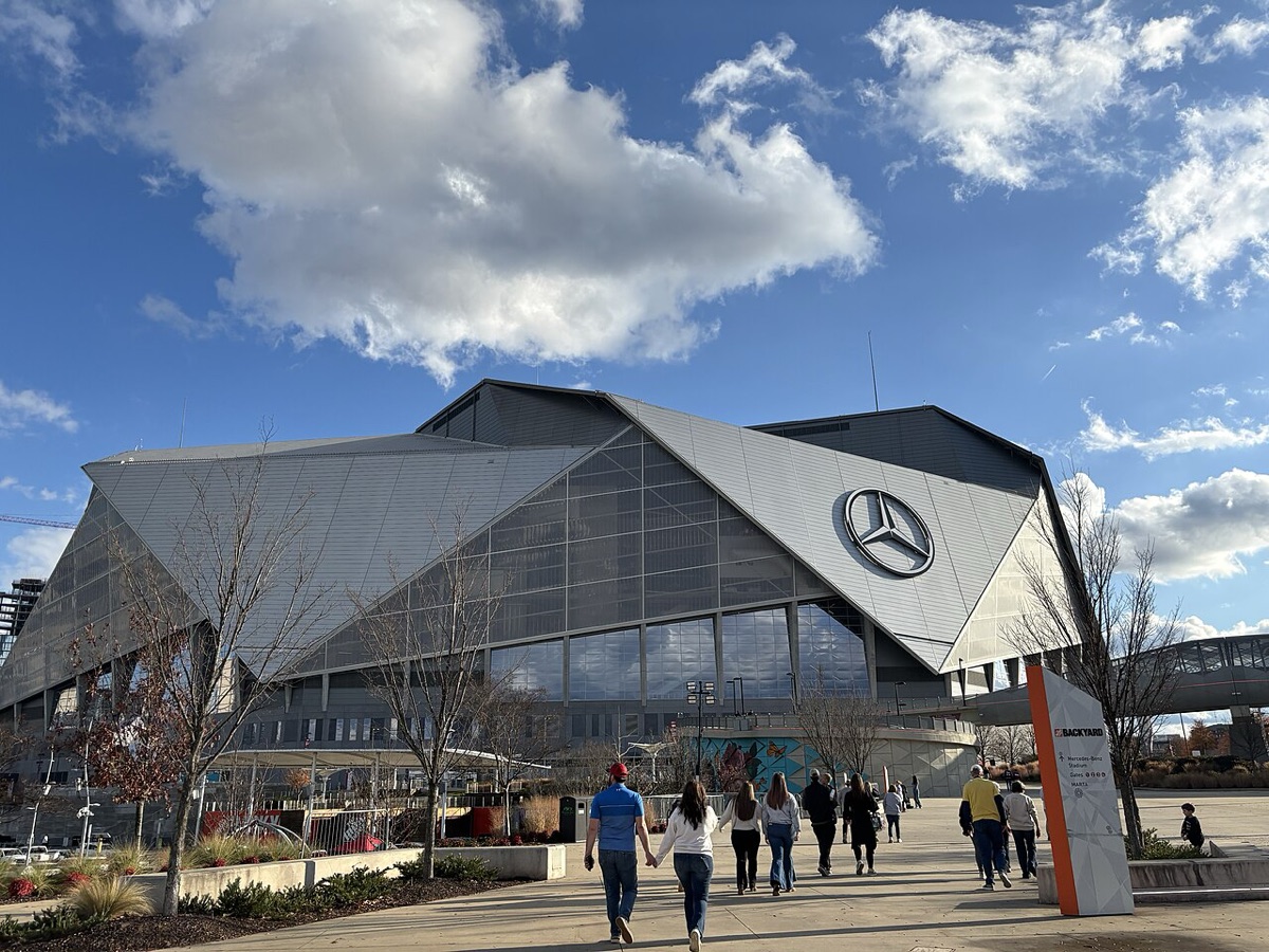 Mercedes-Benz Stadium in Atlanta, host of Georgia vs Florida in 2026